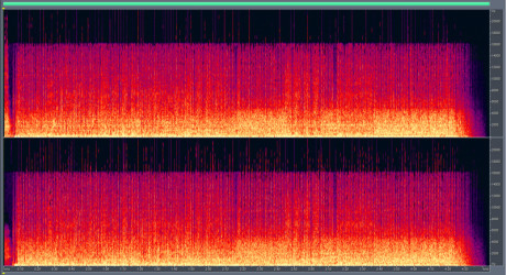 Sådan ødelægges lyden 4 MP3 – 192 kbps Enda mindre informasjon over 16 kHz enn med 320 kbps. Et annet problem som ikke synes i dette bildet, er drop-outs i lavere frekvenser.