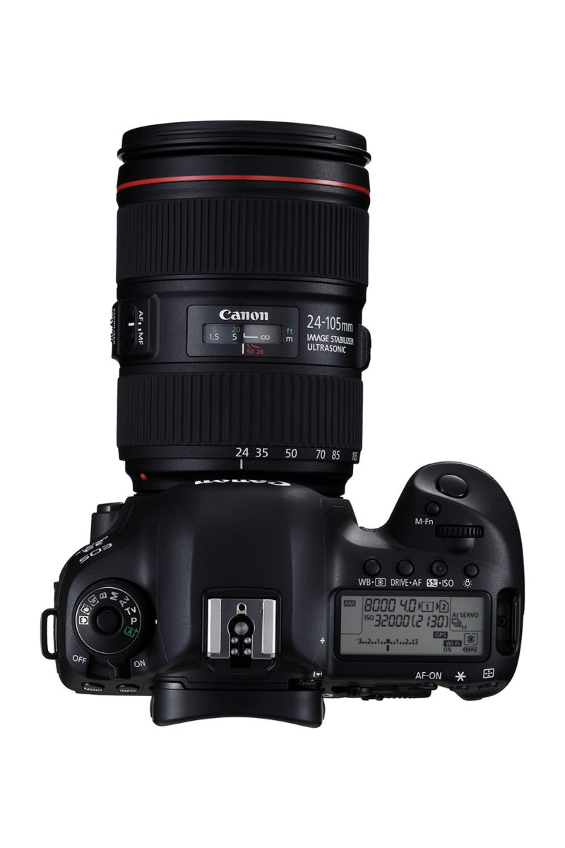 Canon EF 24–105, som är det enda-kit-objektivet, blir 40–170 mm när man filmar 4K-video. Foto: Canon