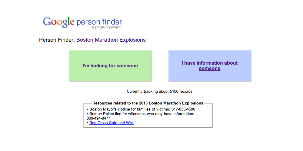 Google med personsøk etter Boston Marathon