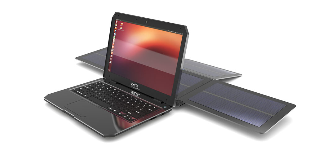 Denne laptopen går på solceller