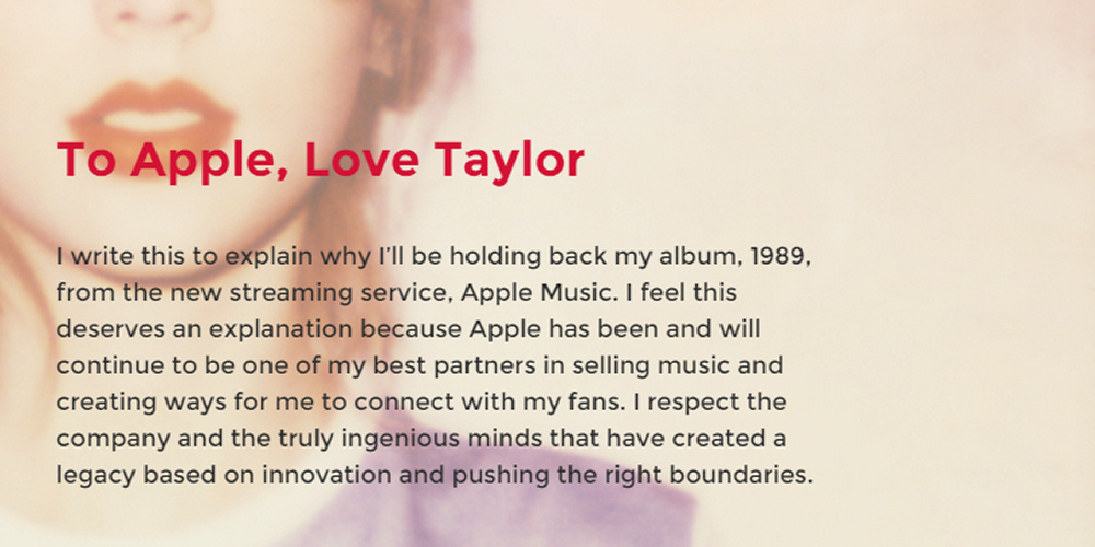 Taylor Swift setter Apple Music på plass