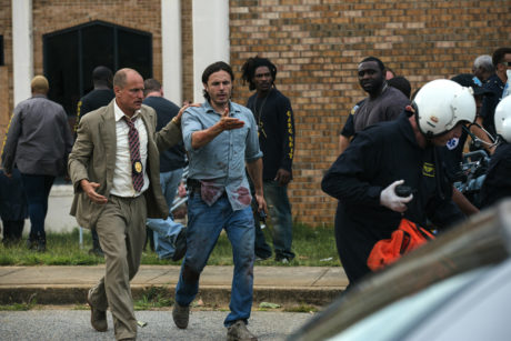 (Left to right) Woody Harrelson and Casey Affleck in TRIPLE 9.