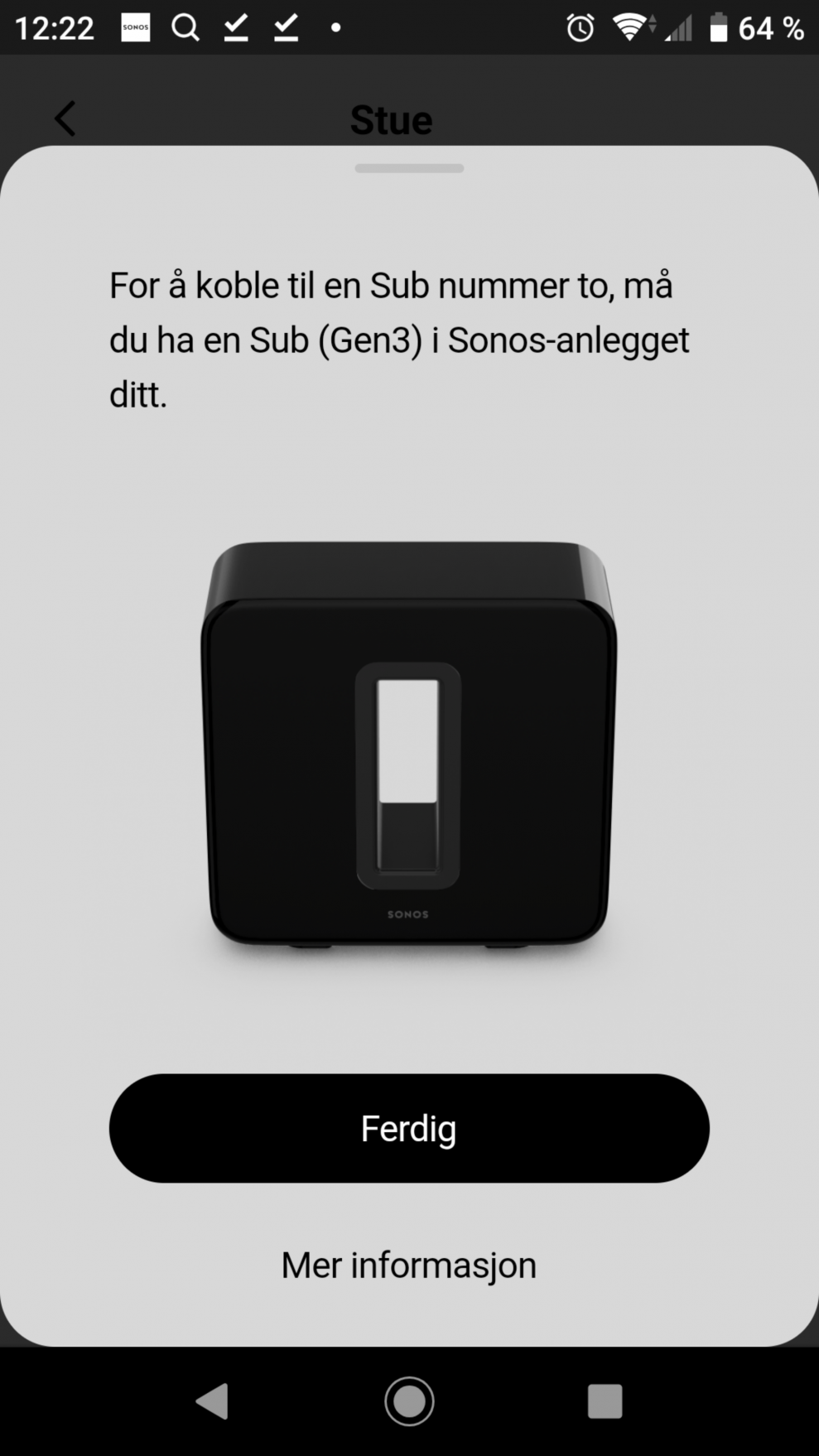 Sonos Sub setup 5