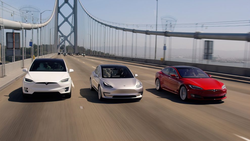 Tesla models driving