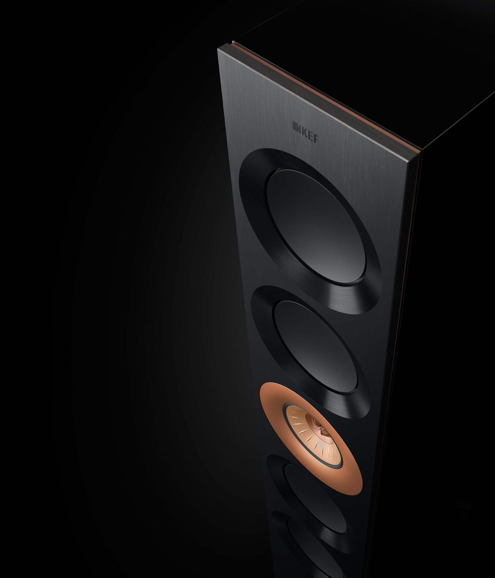 REFERENCE 5 Meta detailed view perspective front high gloss black copper