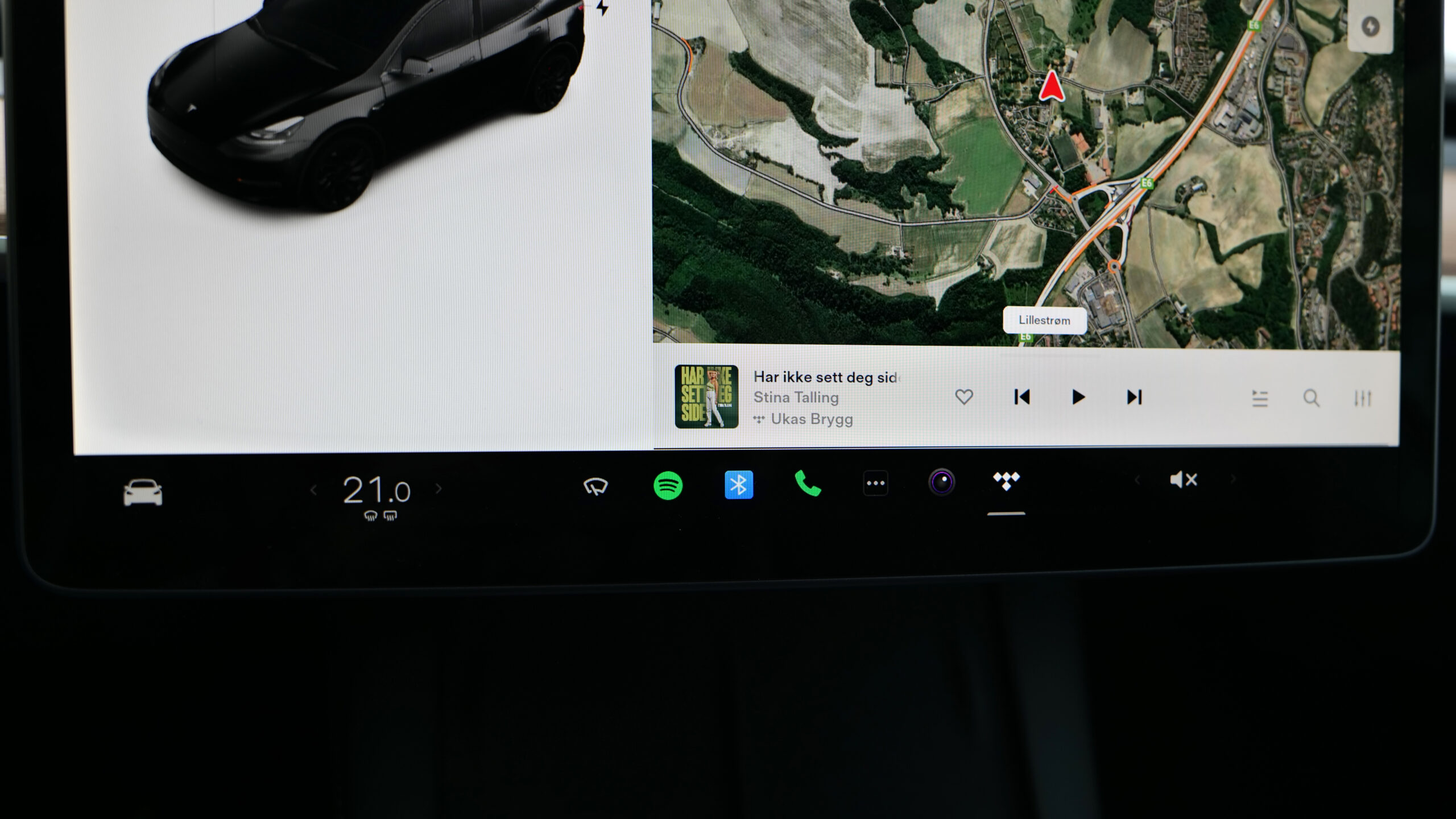 Tesla Model Y Performance task manager dock