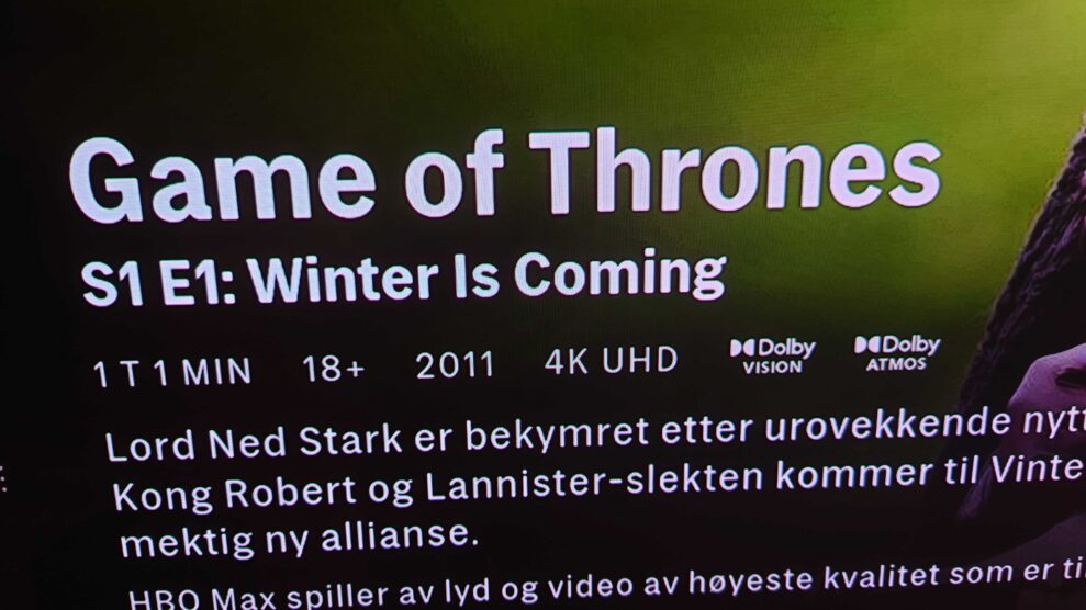 Game of Thrones S1E1 4K UHD