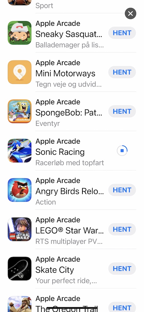 App Store di Apple Arcade