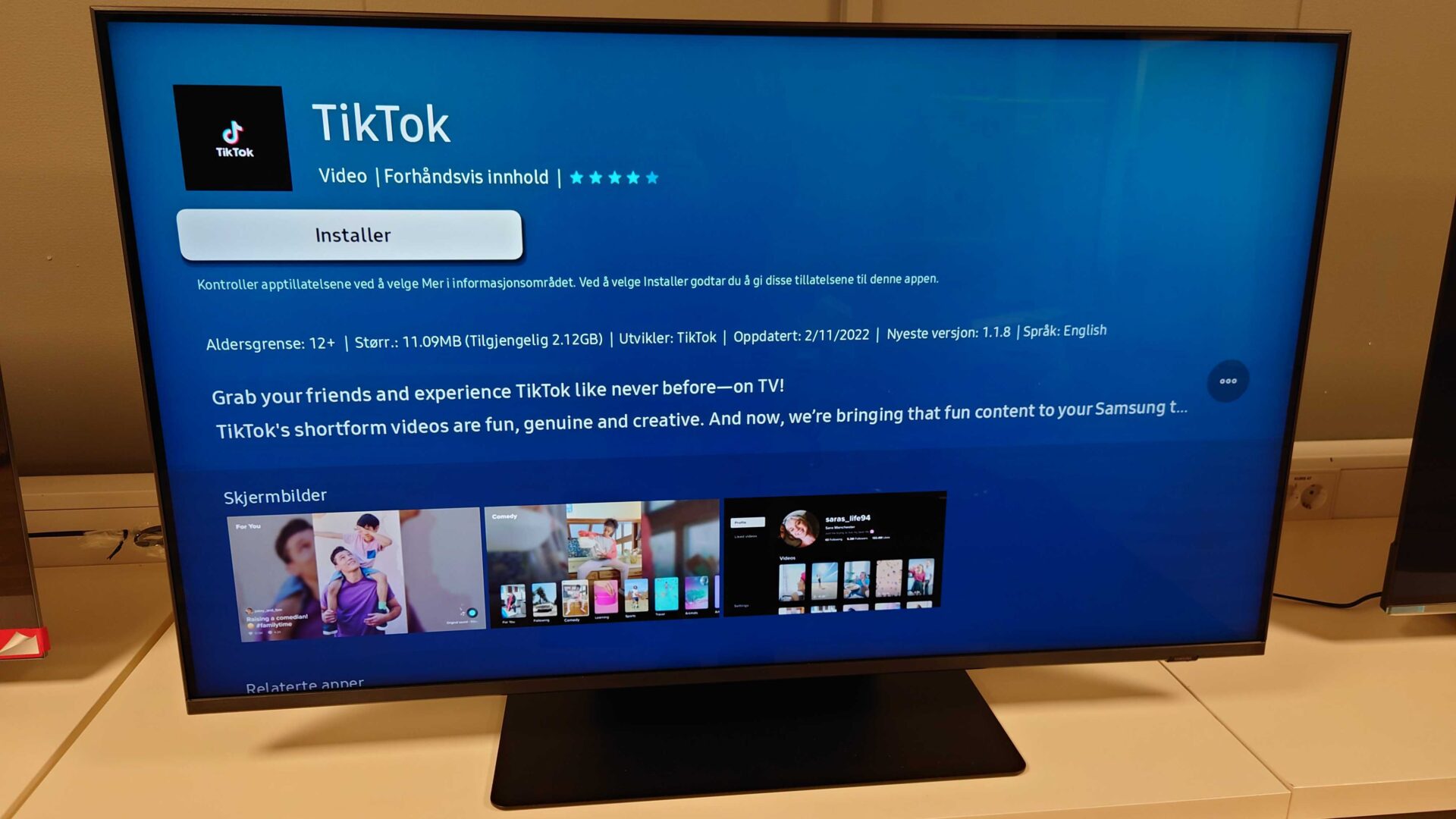 TikTok-appen til Samsung TV klar i Norge