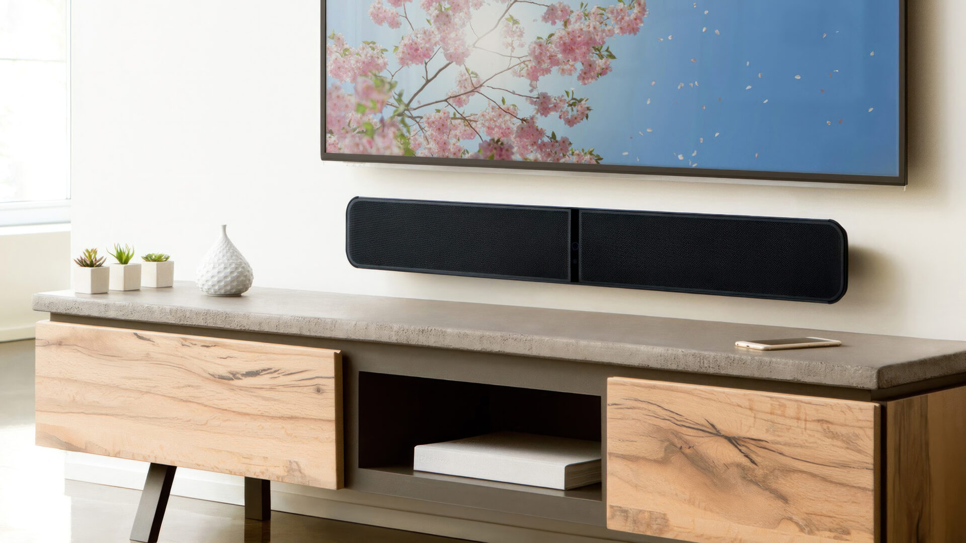 Bluesound Pulse Soundbar+, Pulse Sub+ og 2 x Pulse Flex 2i