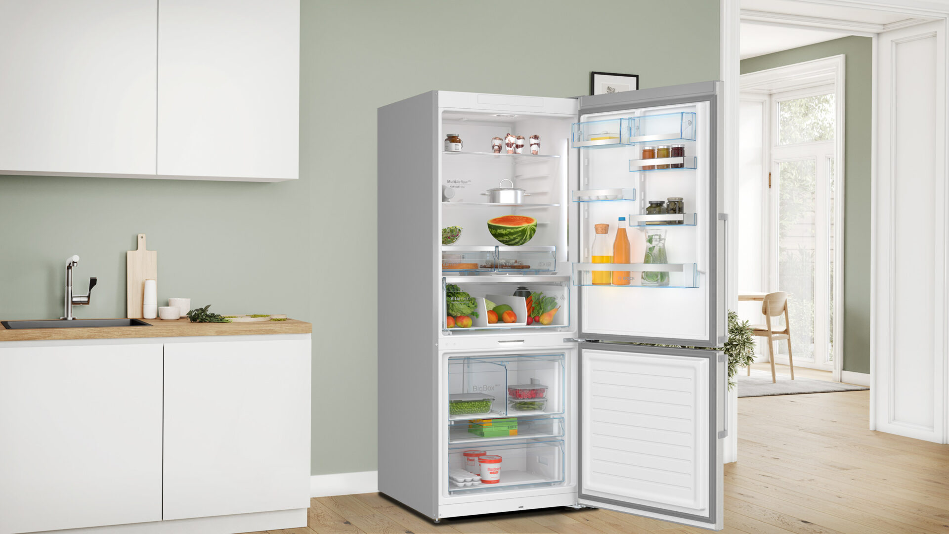 Kombinert kjøl/frys hvor fryseren kan gjøres om til kjøleskap