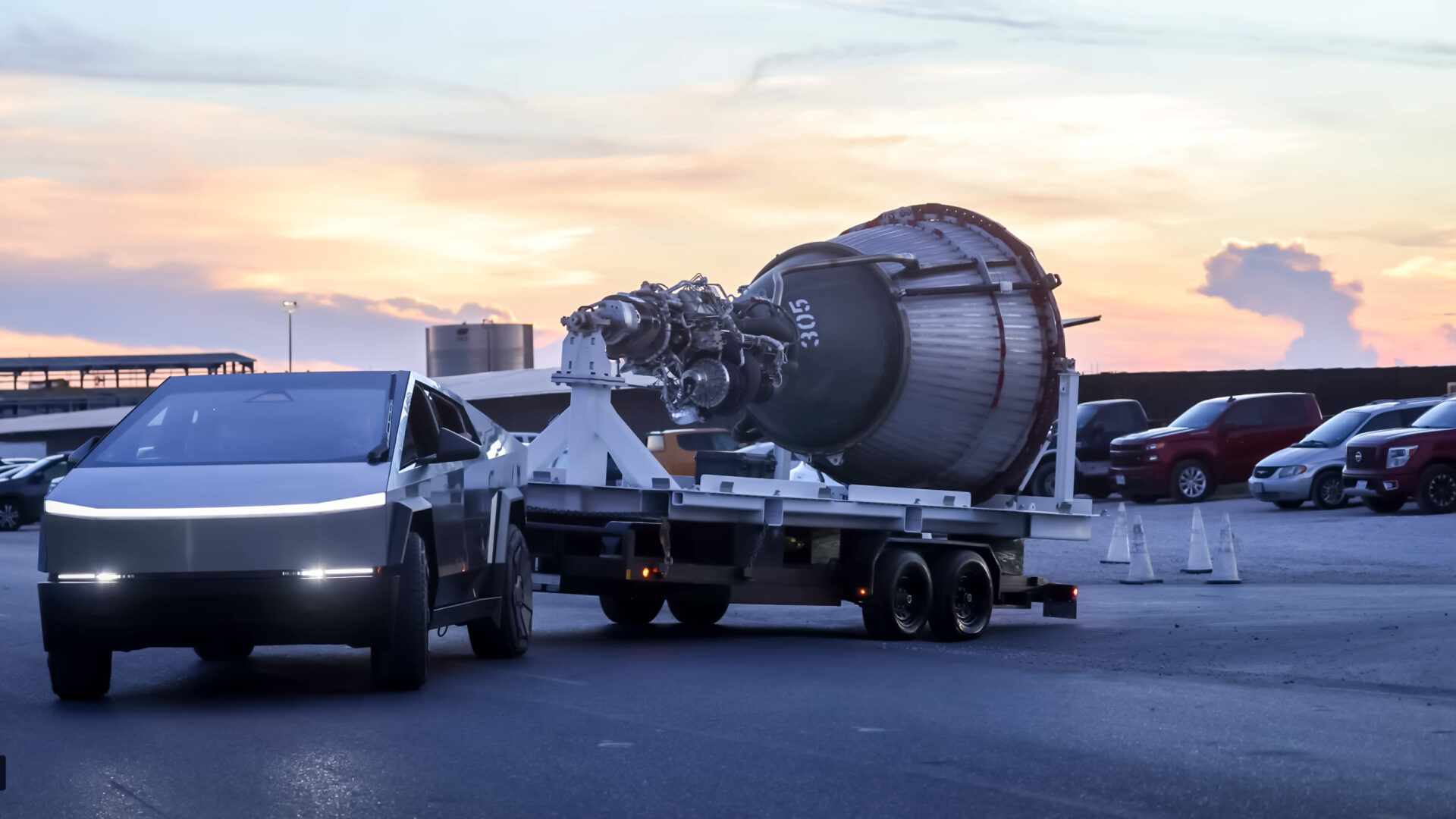 Video: Tesla Cybertruck trekker en SpaceX rakettmotor