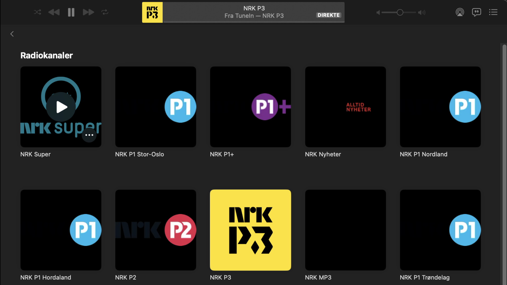 NRK TuneIn radiostreaming