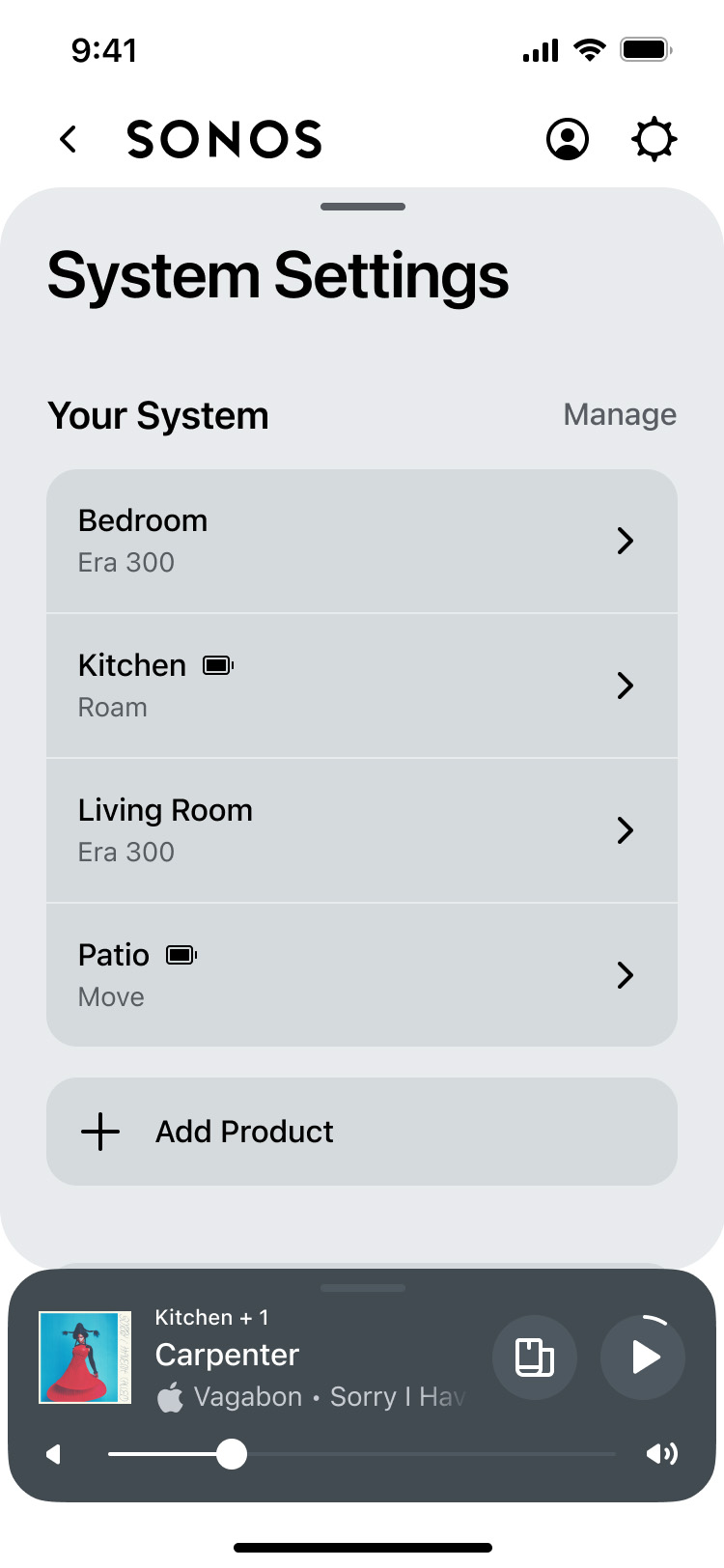 Sonos-App System Settings - Light copy