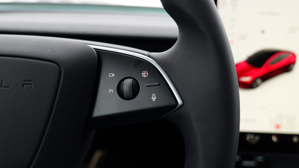 Tesla Model 3 steering wheel buttons right