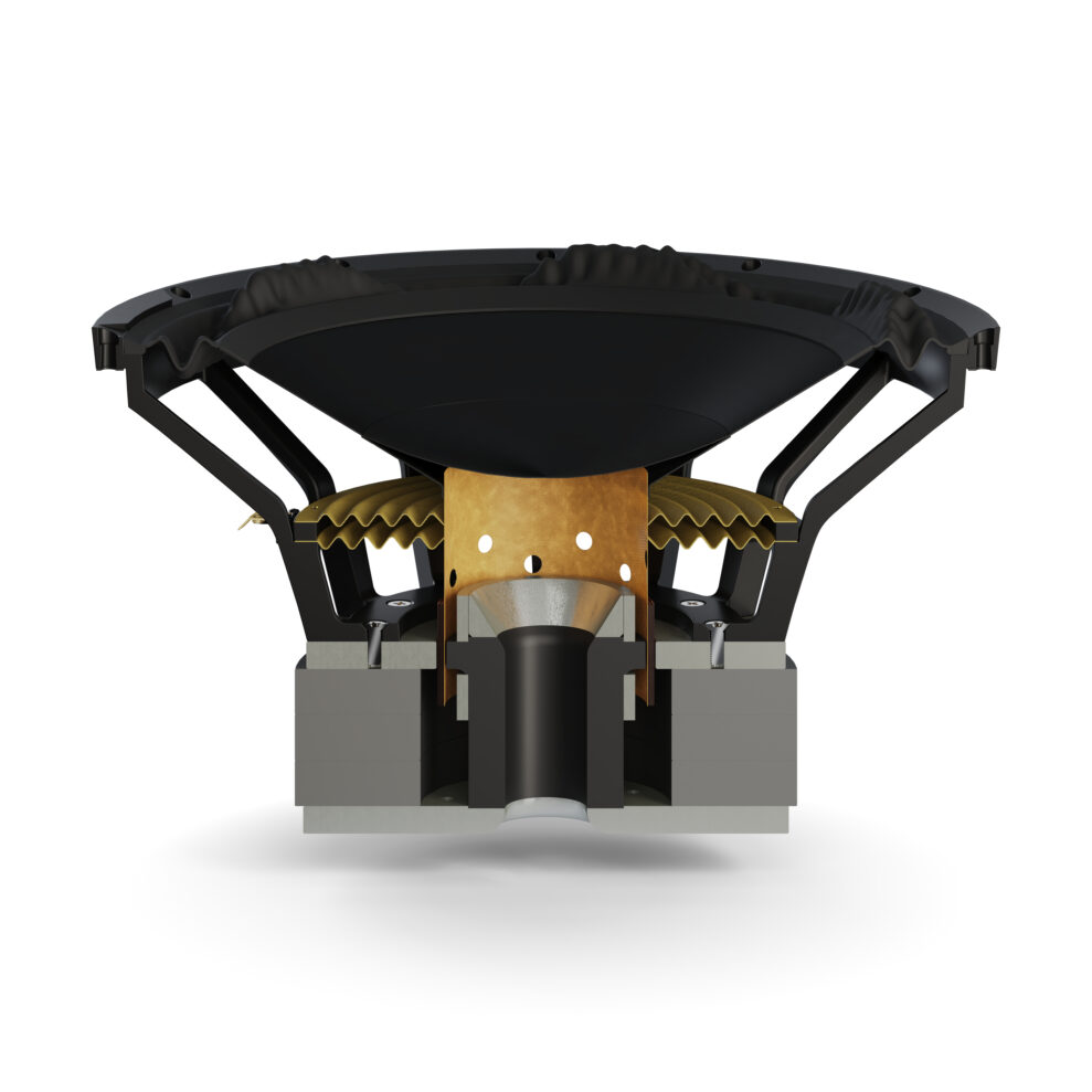 DALI SUB V-16 F black metal u grill cut woofer side angled-4961x4961-d8f2ff6