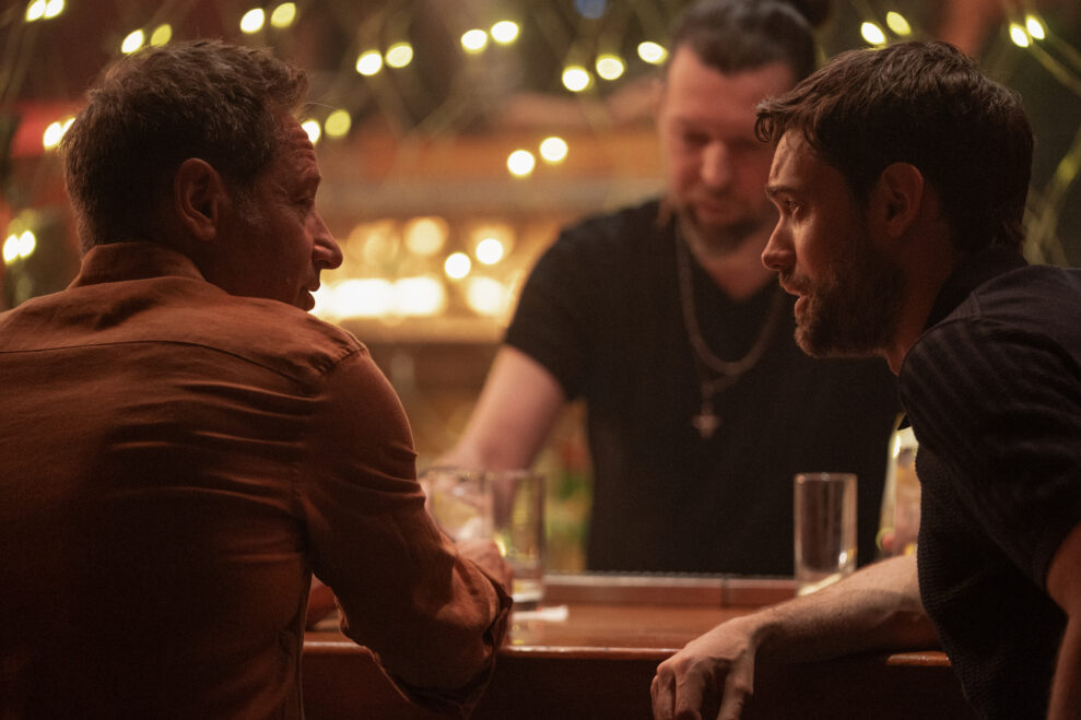 (L-R):  Jamie Tanner played by David Duchovny and Adam played by Jack Whitehall