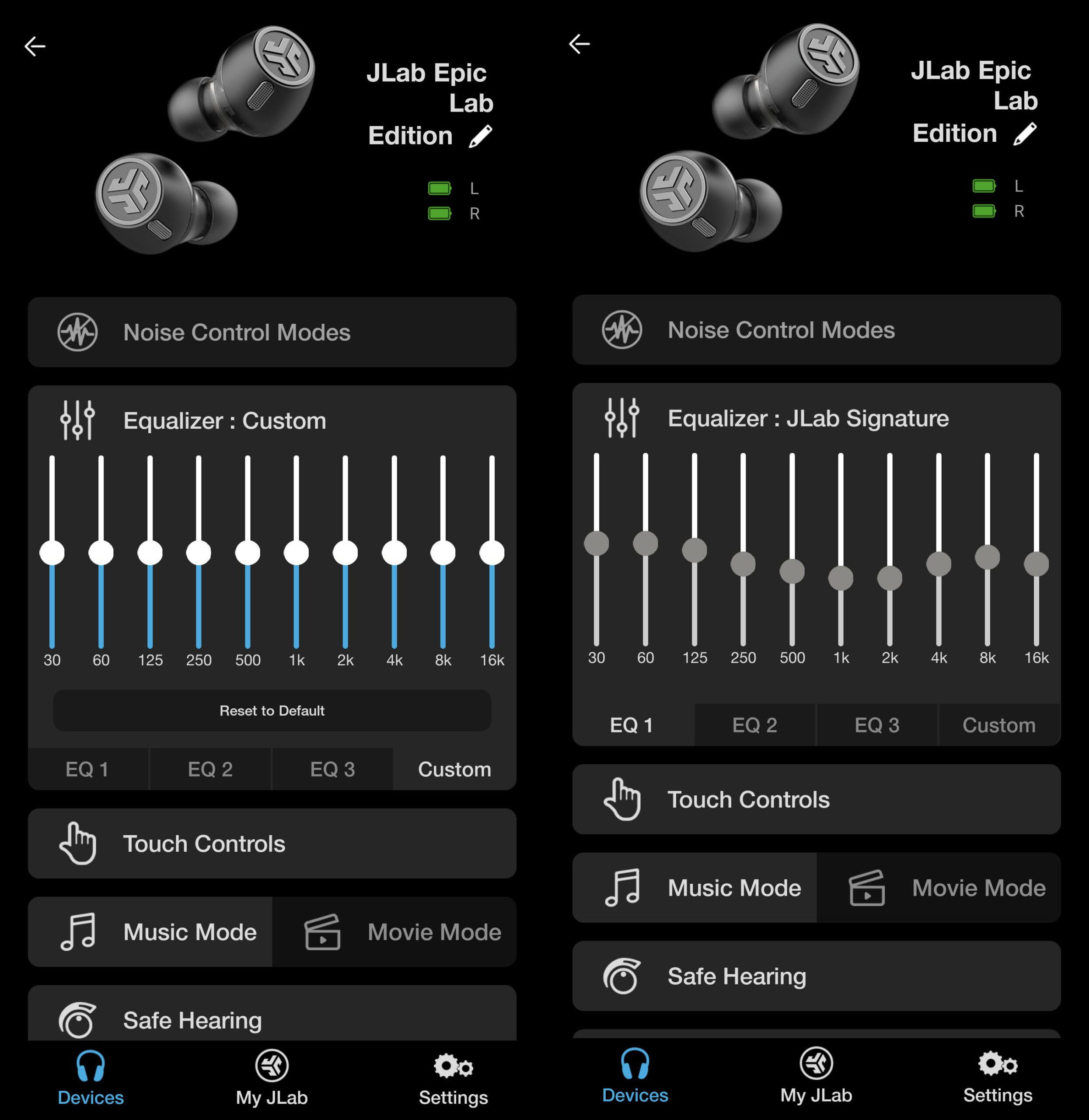 JLab Epic Lab Edition 4 JLab Epic Lab Edition app