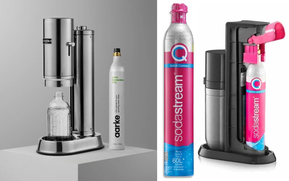 Aarke Carbonator Pro vs. Sodastream E-Terra 1 Aarke Carbonator Pro vs. Sodastream E-Terra 1