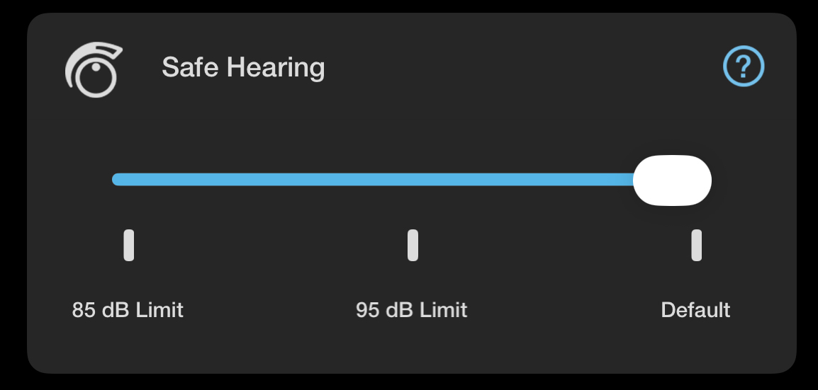 JBuds Safe Hearing funksjon i appen. 